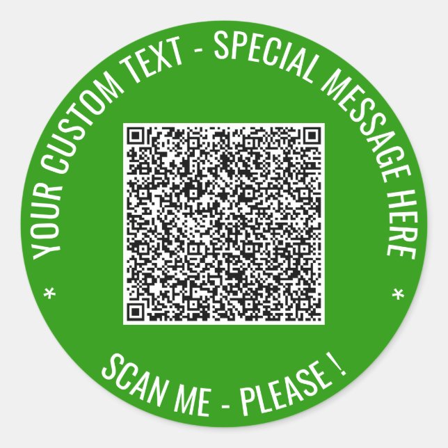 QR Code and Custom Text Sticker Your Colours (Front)
