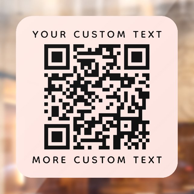 QR code and custom text top and bottom blush pink Window Cling (Sheet 2)