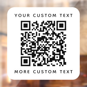 QR code and custom text top and bottom template Wi Window Cling