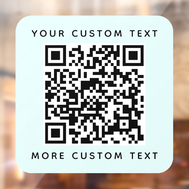QR code and custom text top bottom light aqua blue Window Cling (Sheet 2)