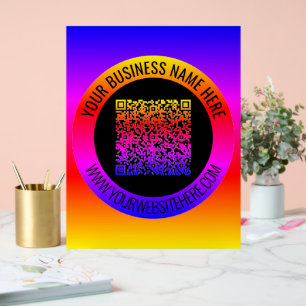 QR Code and Custom Text Your Business Acrylic Sign