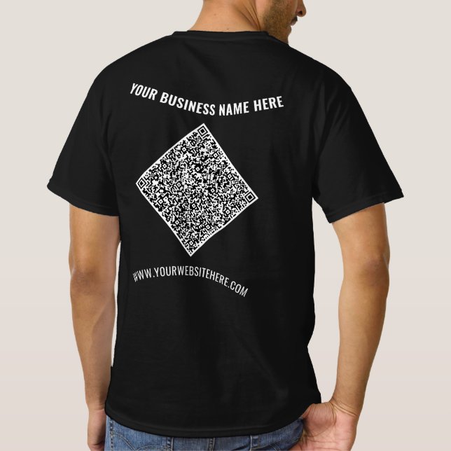 QR Code and Custom Text Your Business T-Shirt (Back)