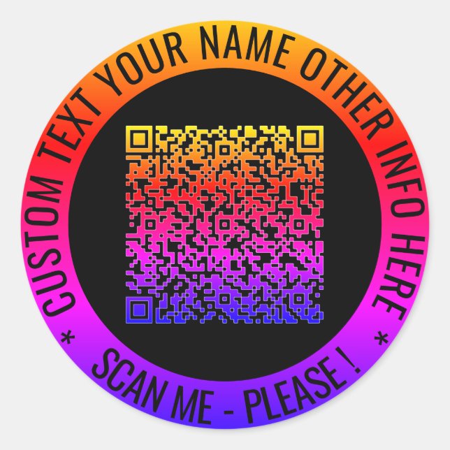 QR Code and Custom Text Your Personalised Sticker (Front)