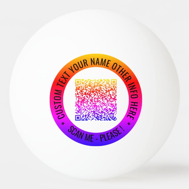 QR Code and Custom Text Your Ping Pong Ball (Front)
