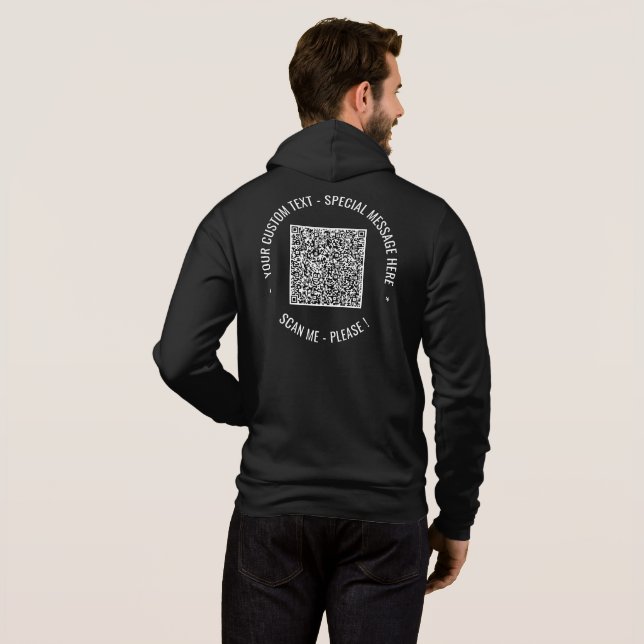 QR Code and Custom Text Your Promotional Hoodie (Back Full)