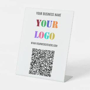 QR Code and Logo Business Pedestal Sign Template
