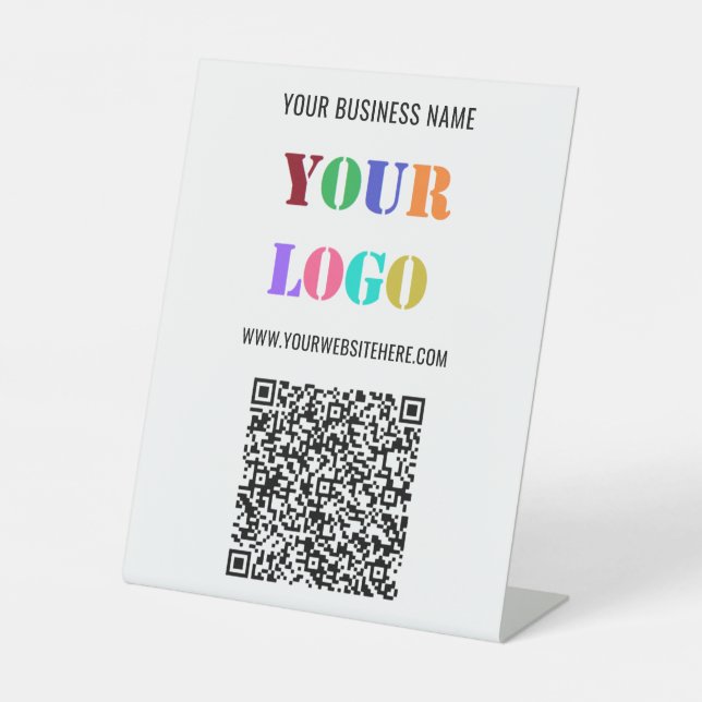 QR Code and Logo Business Pedestal Sign Template (Front)