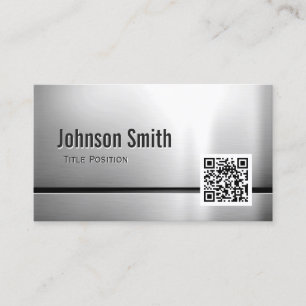 QR Code and Stainless Steel - Brushed Metal Look Business Card