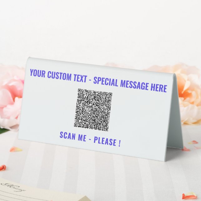 QR Code and Text Table Sign Your Colours and Font (In SItu (Wedding))