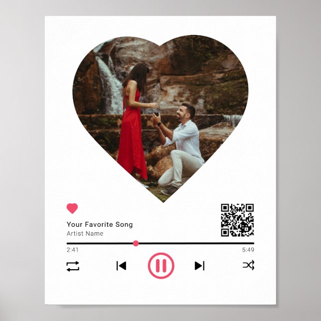 QR Code Any Song Custom Couple Anniversary Photo Poster (Front)