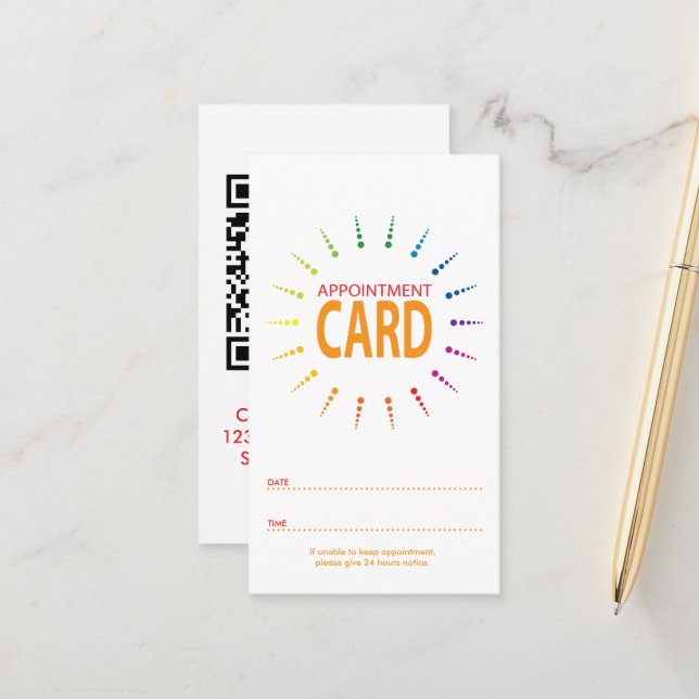 qr code appointment rainbowBurst Card (Front/Back In Situ)