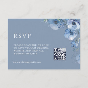 QR Code Artistic Blue Flowers Enclosure Card