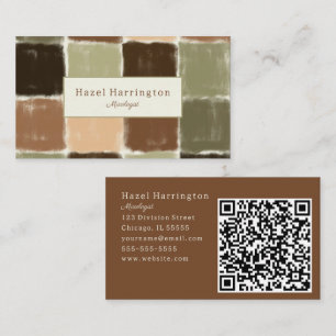 QR Code Artistic Business Card Earthy Colors
