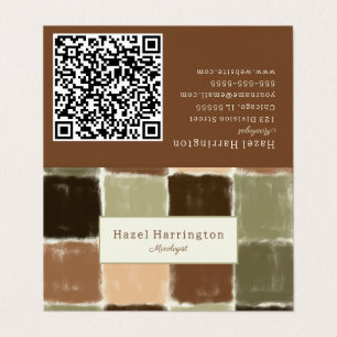 QR Code Artistic Folded Business Card Earthy Colou