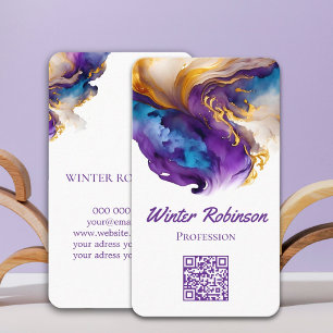 QR code artsy gold alcohol ink Business Card