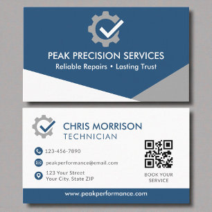 QR Code Auto Mechanic Service Repair Professional  Business Card