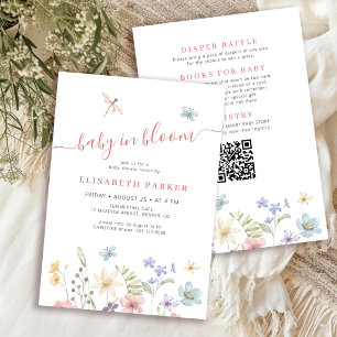 QR code baby in bloom wildflower baby girl shower Invitation