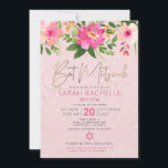 QR Code Bat Mitzvah Pink Floral Gold Hebrew Name Invitation<br><div class="desc">Be proud, rejoice and showcase this milestone of your favourite Bat Mitzvah! Send out this stunning, modern, personalised QR code invitation for an event to remember. A chic, stunning, pink and peach floral watercolor, with faux gold foil script typography and modern dusty rose and grey sans serif type overlay a...</div>
