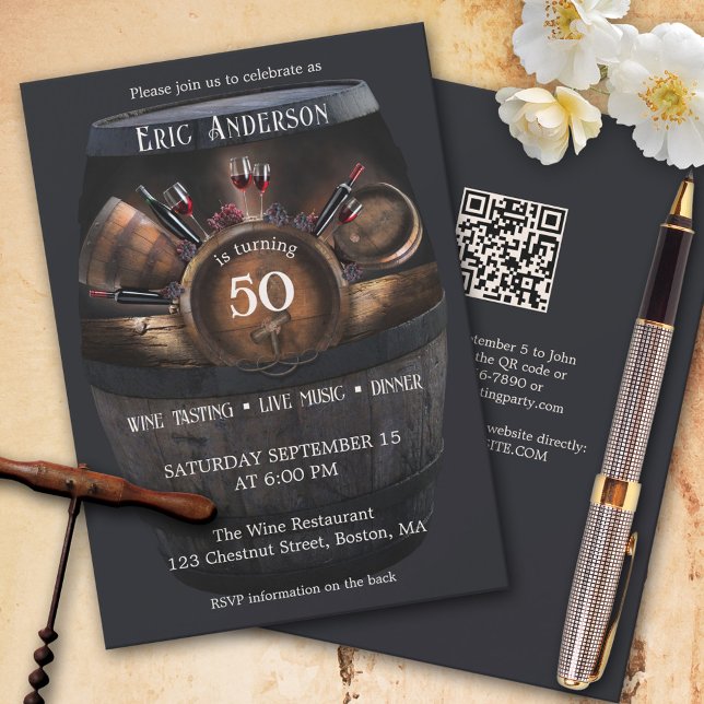QR Code Birthday Wine Tasting Party Invitation (Creator Uploaded)