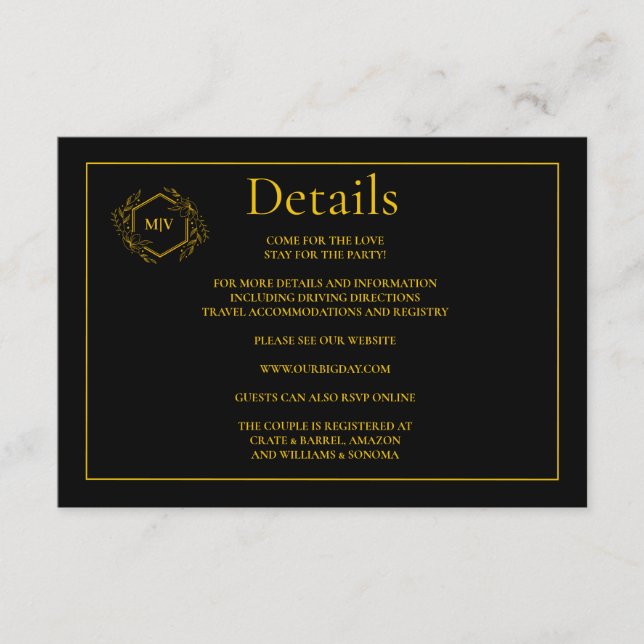 QR Code Black and Gold  Enclosure Card Details (Front)