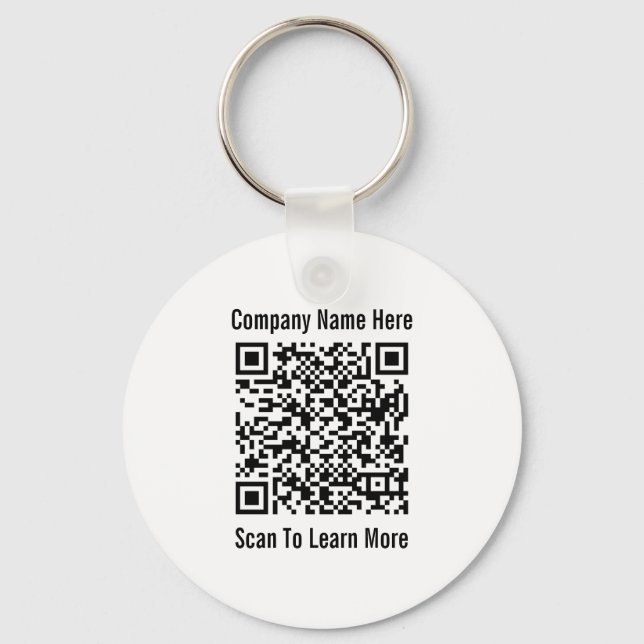 QR Code Black and White 2-Sided Business Template Key Ring (Front)