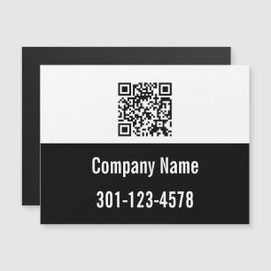 QR Code Black and White Business Name Phone Magnet