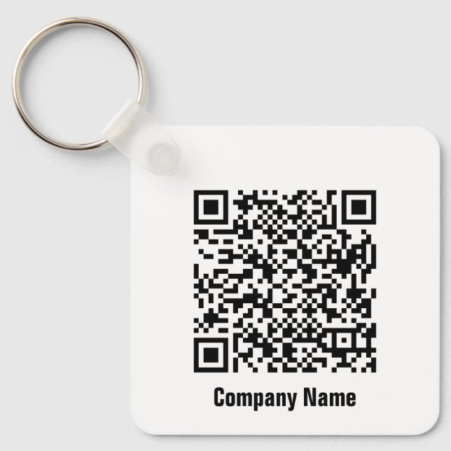 QR Code Black and White Business Template Key Ring (Front)
