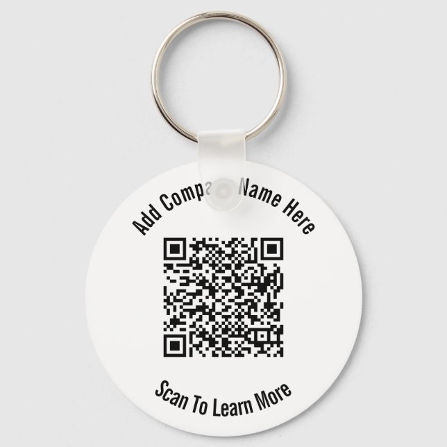 QR Code Black and White Business Template  Key Ring (Front)