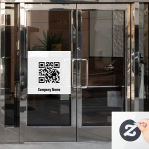 QR Code Black and White Business Template  Window Cling