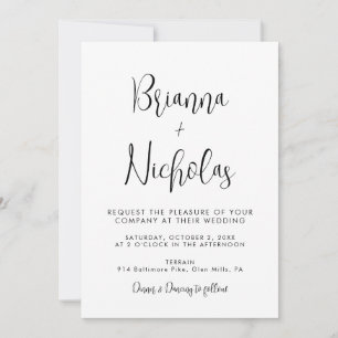 QR Code Black and White Calligraphy Wedding Invitation