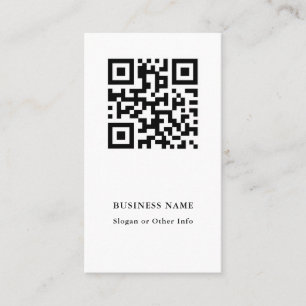 QR Code Black and White Modern Business Card