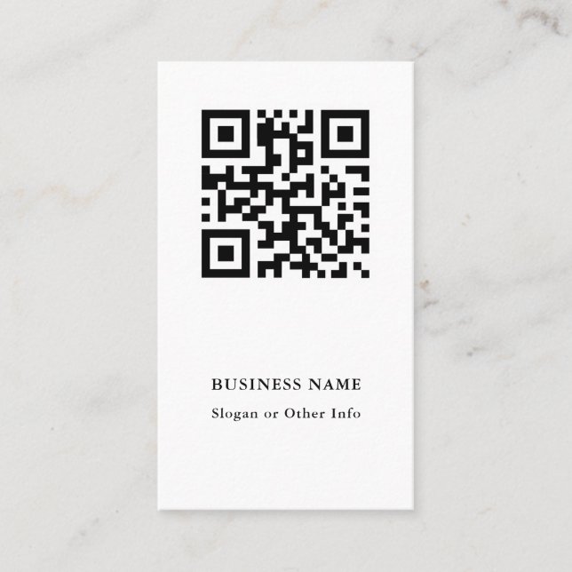 QR Code Black and White Modern Business Card (Front)