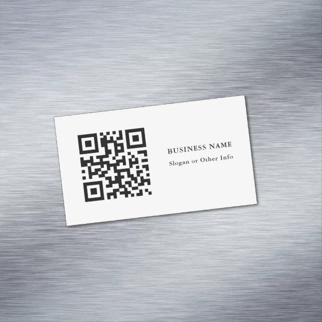 QR Code Black and White Simple Magnetic Business Card | Zazzle