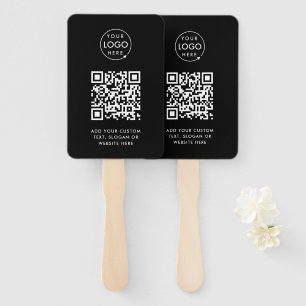 QR Code   Black Business Logo Professional Hand Fan