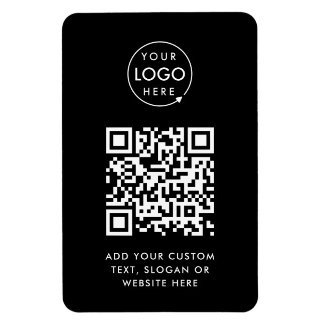 QR Code | Black Business Logo Professional Modern Magnet (Vertical)