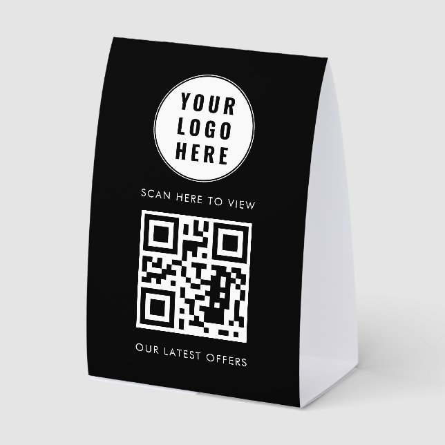 QR Code Black Business Logo Scan Here Modern (Front)