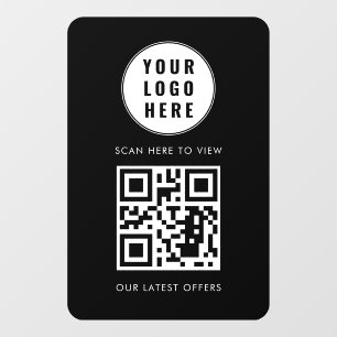 QR Code Black Business Logo Scan Here Modern Window Cling