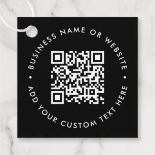 QR Code   Black Business Modern Budget Round Favour Tags