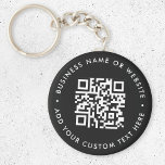 QR Code | Black Business Modern Budget Round Key Ring<br><div class="desc">A simple custom black QR code keychain template in a modern minimalist style which can be easily updated with your QR code,  business name or website and custom text,  eg. scan me to...  #QRcode #keychain #business</div>