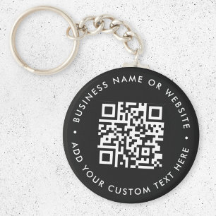 QR Code   Black Business Modern Budget Round Key Ring