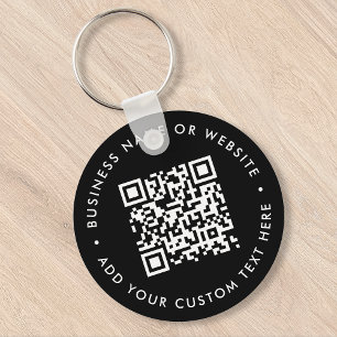 QR Code   Black Business Modern Budget Round Key Ring