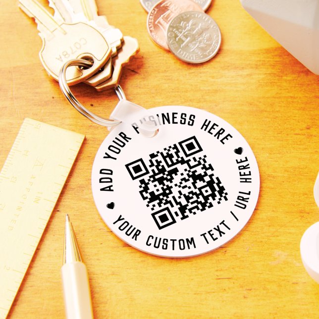 QR Code | Black Business Modern Budget Round Key Ring (Creator Uploaded)