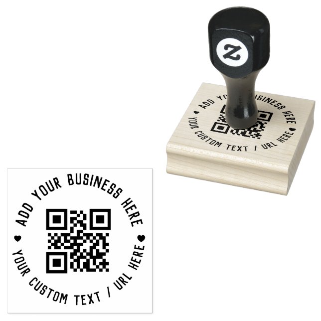 QR Code | Black Business Modern Budget Round Rubber Stamp (Stamped)