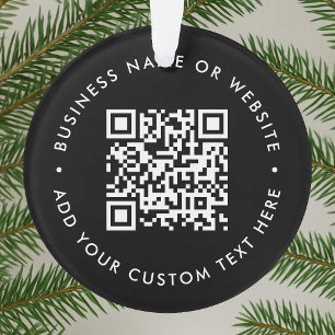 QR Code   Black Business Modern Christmas Ornament