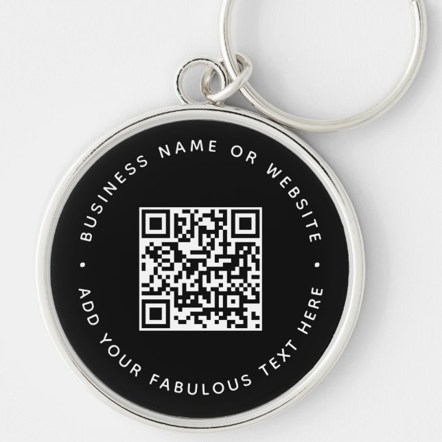 QR Code | Black Business Modern Cost Effective Key Ring (Front)