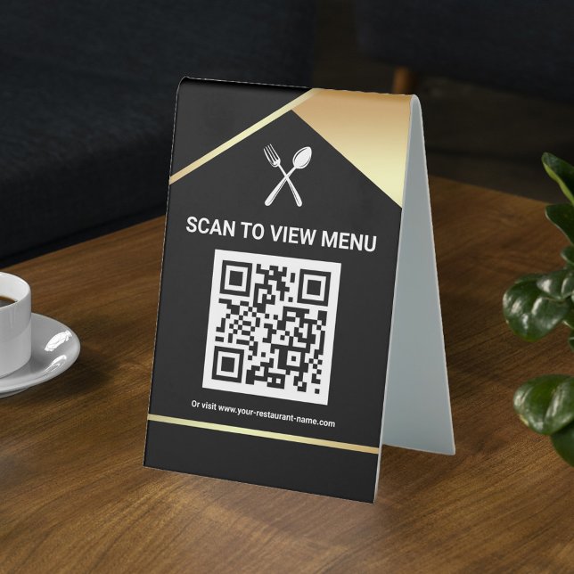 QR Code Black Gold Digital Menu for Restaurants (Creator Uploaded)