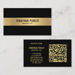 QR Code Black & Gold Elegant Professional Glossy Business Card