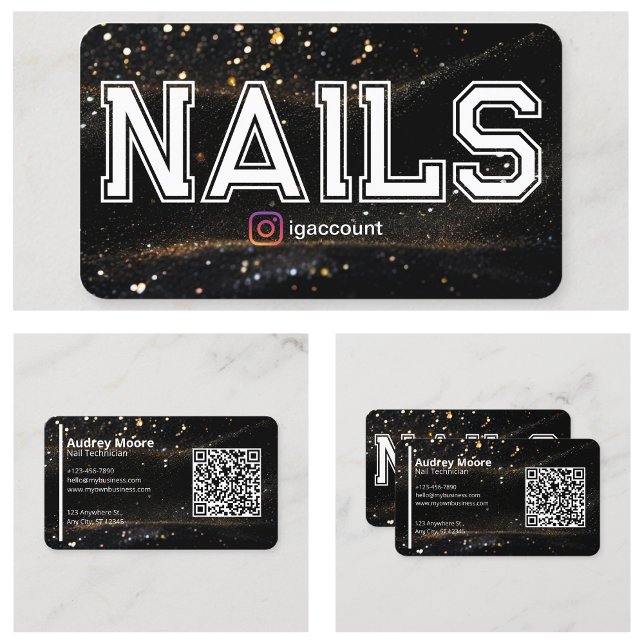 QR Code Black Gold Professional Nail Tech Business Card (QR Code Black Gold Professional Nail Tech Business Card
)