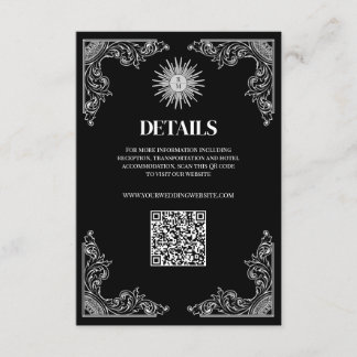 QR Code Black Minimal Wedding Details Enclosure Card