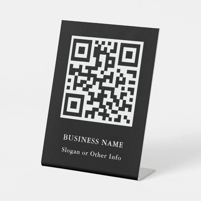 QR Code Black Modern Business Pedestal Sign (Front)